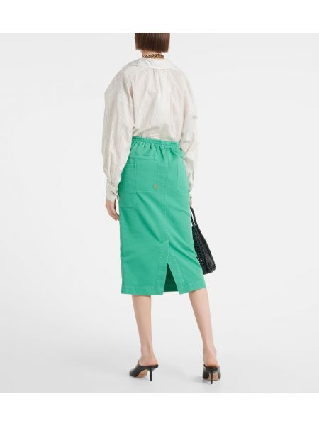 Βαμβακερή midi φούστα Max Mara πράσινο