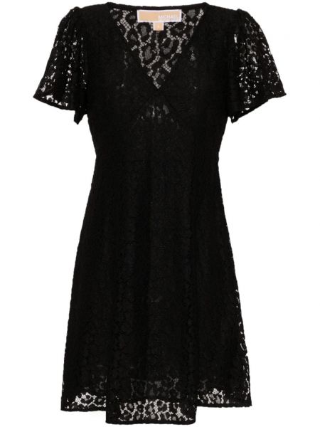 Čipkované mini šaty s výstrihom do v Michael Michael Kors čierna