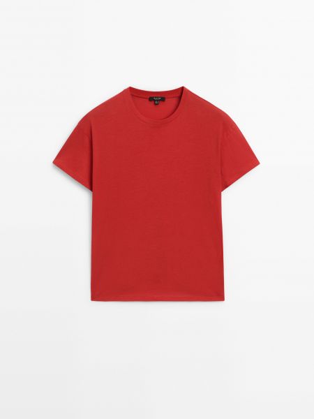Хлопковая футболка с коротким рукавом Massimo Dutti красная
