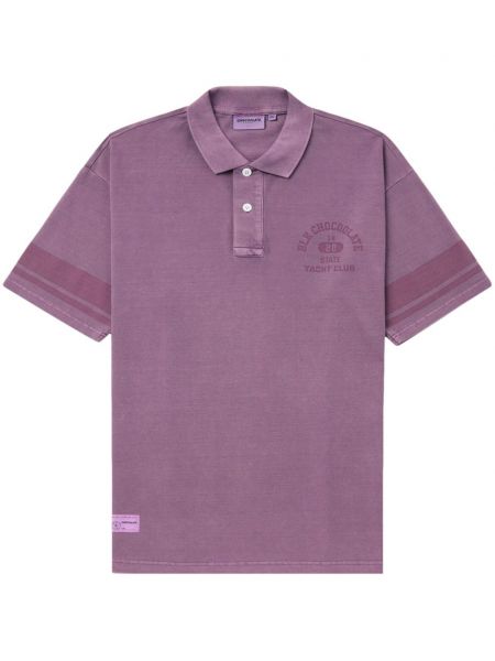 Raštuotas medvilninis polo marškinėliai Chocoolate violetinė