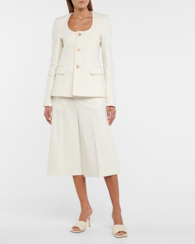 Pantaloni culotte di lino Bottega Veneta bianco