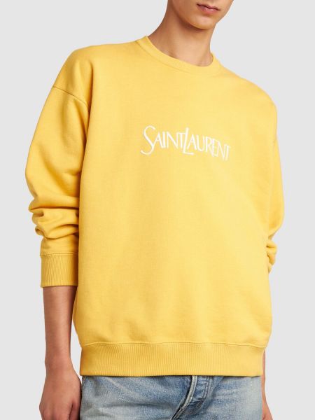 Medvilninis siuvinėtas džemperis Saint Laurent geltona