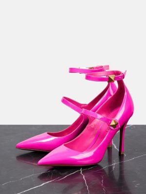 Δερμάτινη γοβάκια από λουστρίνι Valentino Garavani ροζ