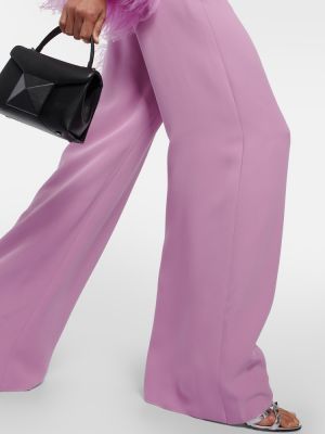 Pantalon en soie à plumes Valentino rose