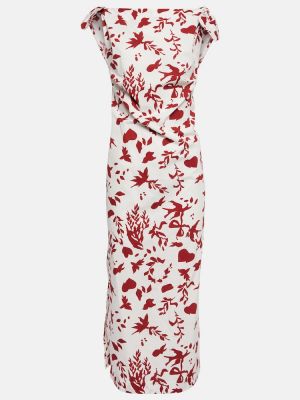 Pamučna midi haljina s printom Emilia Wickstead crvena