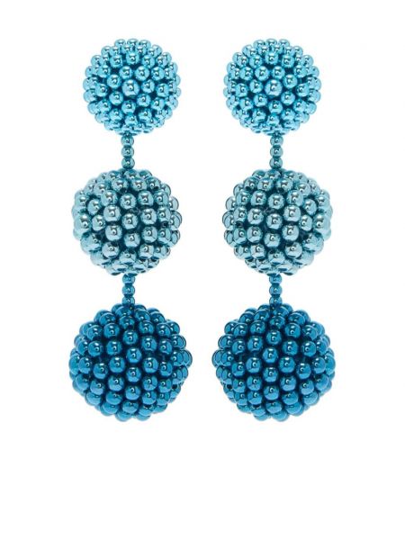 Boucles d'oreilles avec pierres découratives à boucle Oscar De La Renta bleu
