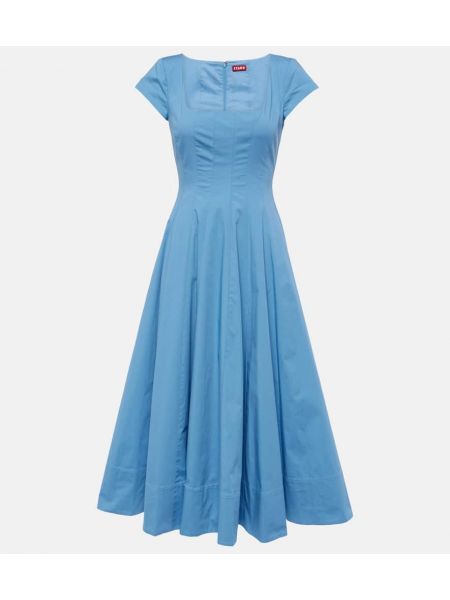 Pamučni midi haljina Staud plava