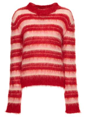 Moherowy sweter w paski Marni czerwony