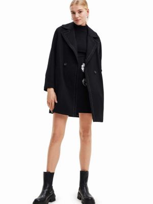 Черное плетеное пальто Desigual