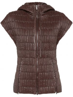 Prešívaná vesta s kapucňou Ferragamo hnedá