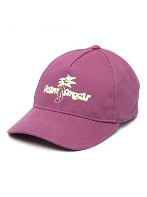 Bombažna kapa s šiltom z vezenjem Palm Angels vijolična