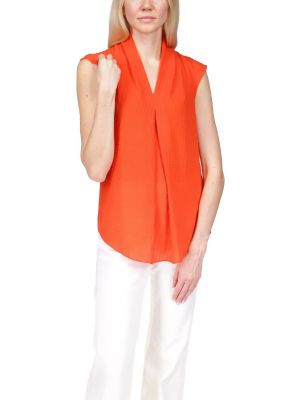 Плиссированная блузка в полоску из крепа Michael Michael Kors оранжевая