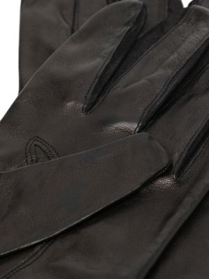 Pruhované kožené rukavice s výšivkou Paul Smith černé