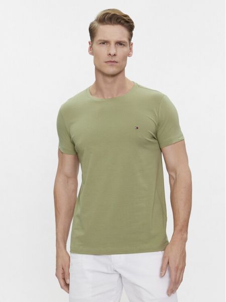 Тениска slim Tommy Hilfiger зелено