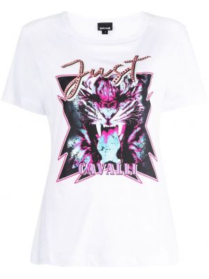 Тениска с принт Just Cavalli бяло