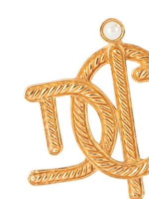Brož s perlami Christian Dior zlatá