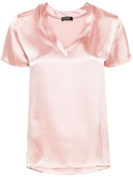 Satenska bluza s v-izrezom Liu Jo ružičasta