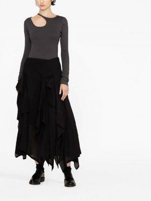 Asimetriškas medvilninis midi sijonas Yohji Yamamoto juoda