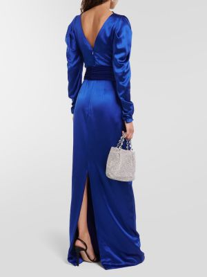 Μεταξωτή σατέν μάξι φόρεμα Monique Lhuillier μπλε
