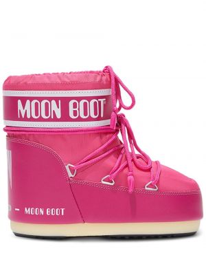 Μποτάκια με κορδόνια με δαντέλα Moon Boot ροζ