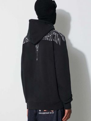 Bluza z kapturem bawełniana z nadrukiem Marcelo Burlon czarna