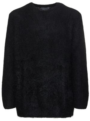 Suéter de cuello redondo de lana mohair Yohji Yamamoto negro