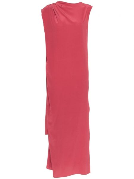 Hedvábné rozparkované šaty Gianluca Capannolo růžové