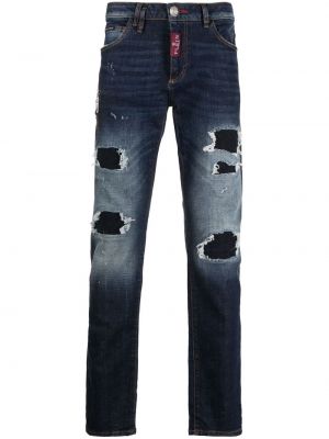 Skinny fit džinsai su įbrėžimais slim fit Philipp Plein mėlyna