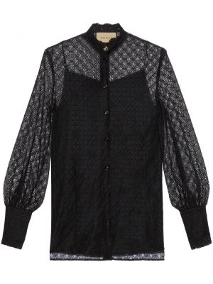 Camicia con motivo geometrico Gucci nero