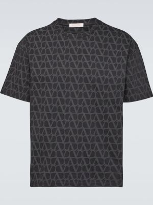Kokvilnas t-krekls džersija Valentino melns