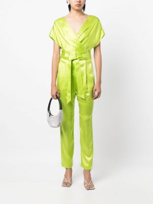 Plisované hedvábné kalhoty Michelle Mason zelené