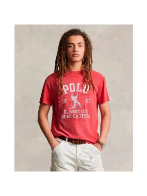 Camiseta de algodón Polo Ralph Lauren rojo