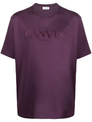 Памучна тениска бродирана Lanvin виолетово