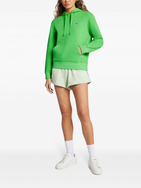 Kokvilnas kapučdžemperis ar izšuvumiem Lacoste zaļš