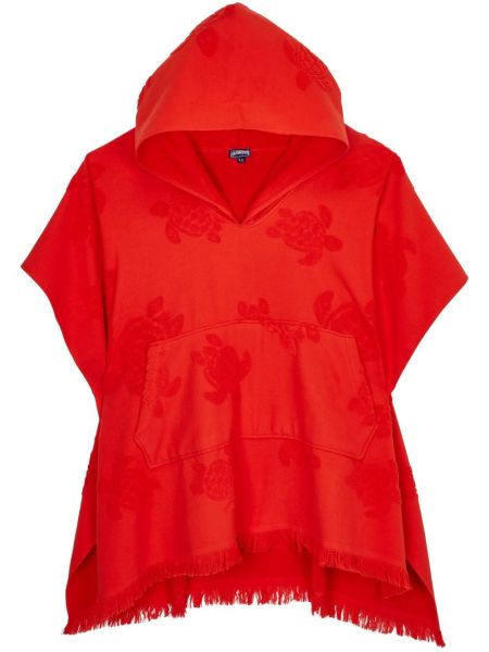 Poncho en coton en jacquard Vilebrequin rouge