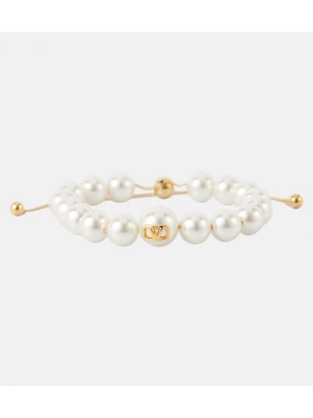 Pulsera brazalete con perlas Valentino dorado