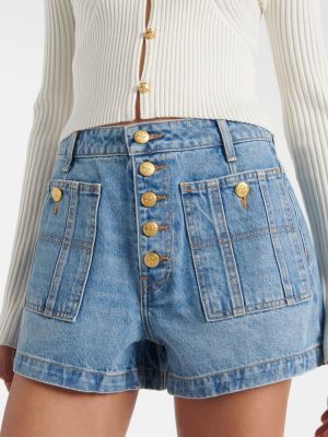 Kratke jeans hlače z visokim pasom Ulla Johnson modra