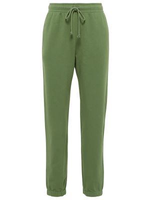 Bavlnené zamatové teplákové nohavice Velvet zelená
