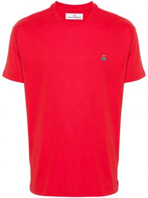 Памучна тениска бродирана Vivienne Westwood червено