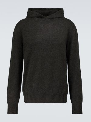 Кашмирен копринен пуловер с качулка Loro Piana сиво