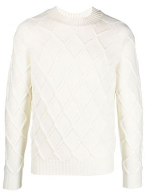 Аргайл кариран пуловер от мерино вълна Drumohr бяло