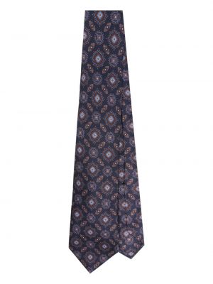 Krawat z nadrukiem Kiton niebieski