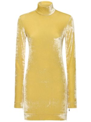 Samta džemperis ar augstu apkakli ar garām piedurknēm Jil Sander dzeltens