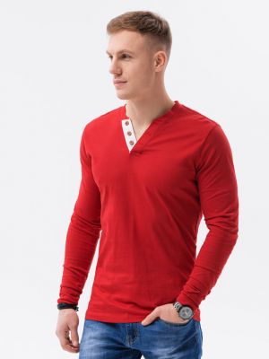 Tricou cu mânecă lungă Ombre Clothing roșu
