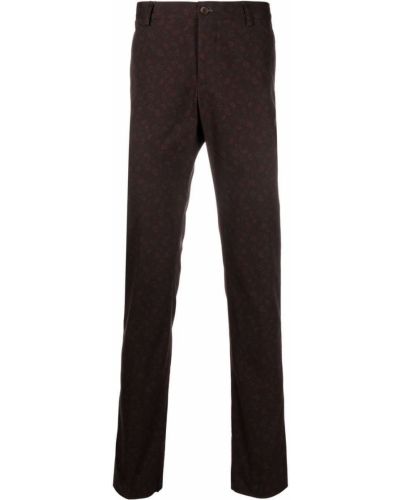 Pantalones rectos de cachemir slim fit con estampado Etro marrón