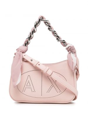 Кожаная сумка с перфорацией Armani Exchange, розовая