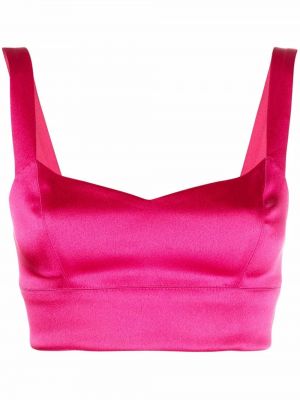 V-hals sateng crop top Raquette rosa