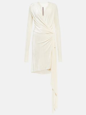 Aksamitne sukienka midi z dekoltem w serek Rick Owens - biały