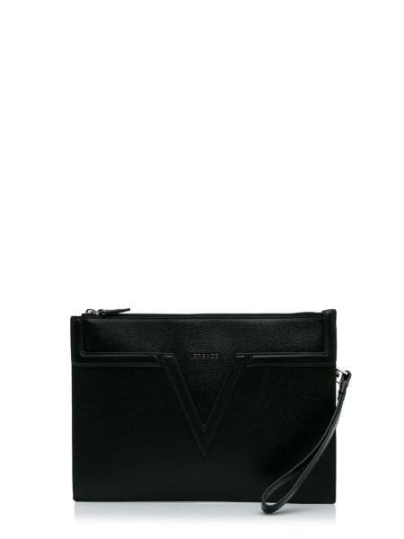 Dabīgās ādas clutch somiņa Versace Pre-owned melns