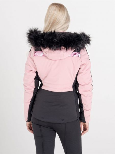 Lyžařská bunda s kožíškem s kapucí Dare 2b růžová